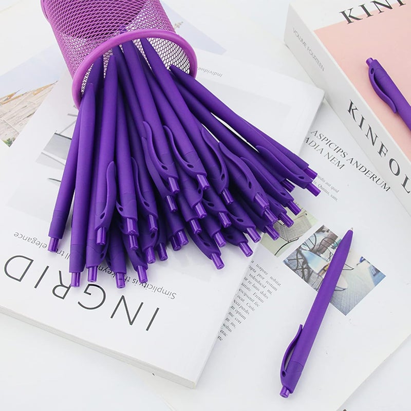 deegtran Pens Bulk, 100 Pack No Bleed Purple Barrel Click Pens, Wholesale Retractable Ballpoint Pens, Pens Medium Point, Smooth Ink Pens, 1.0MM Black Ink - Image 5
